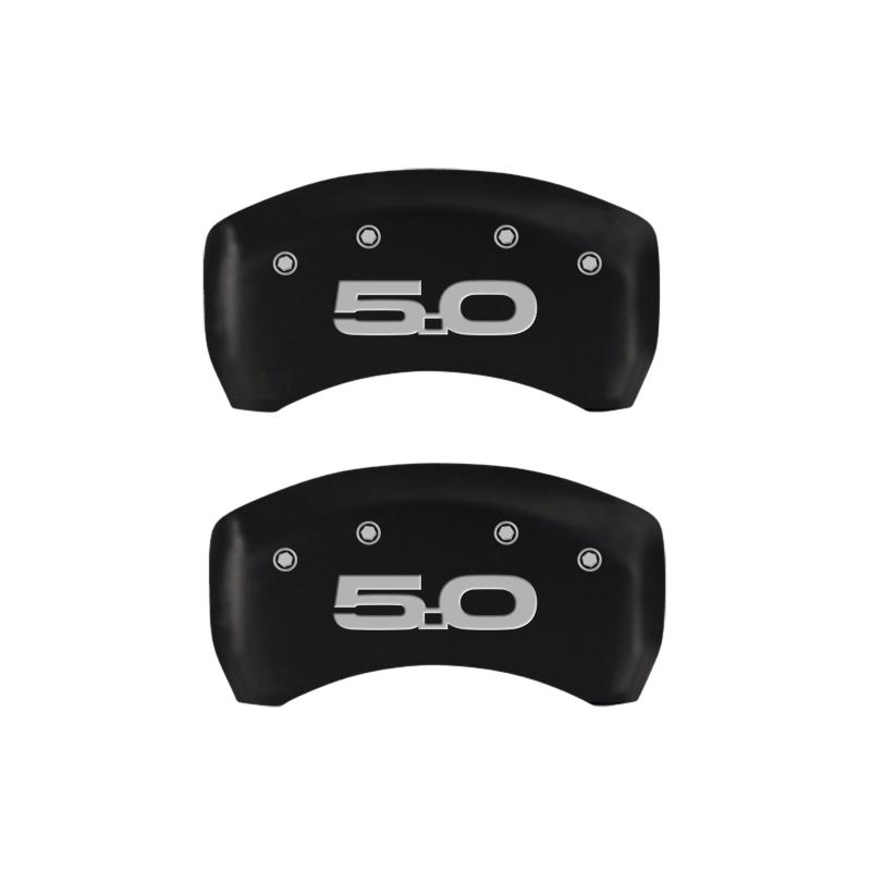 MGP - Caliper Covers - MGP 4 Caliper Covers Engraved Front 2015/Mustang Engraved Rear 2015/50 Red finish silver ch - Anything Coyote