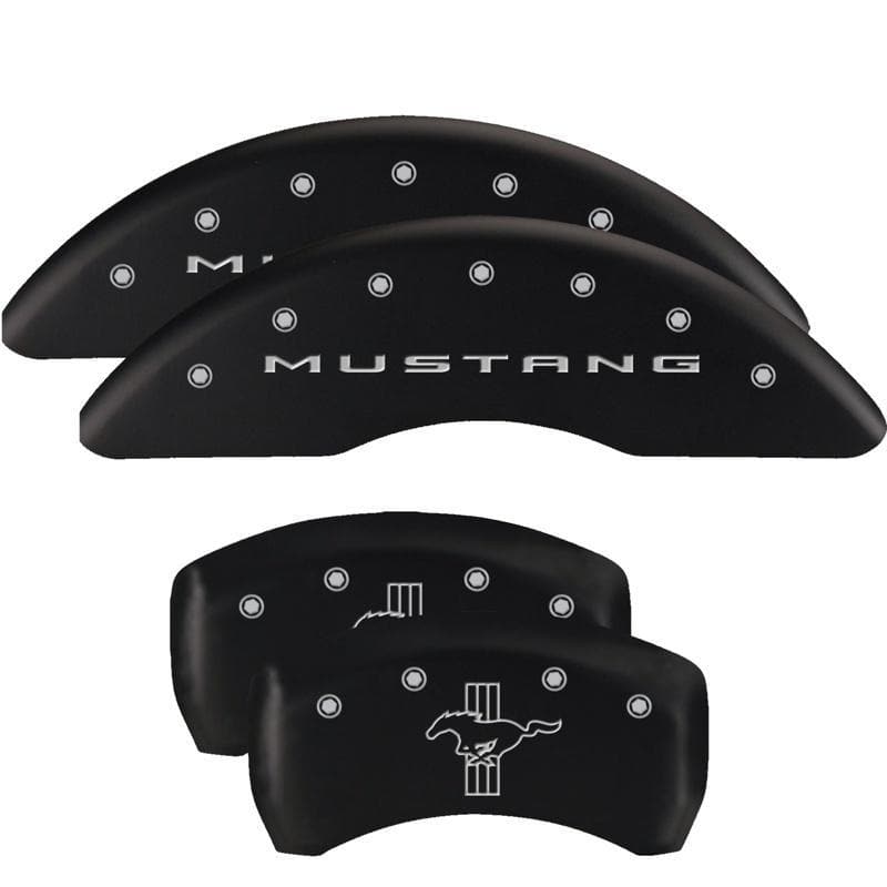 MGP - Caliper Covers - MGP 4 Caliper Covers Engraved Front 2015/Mustang Engraved Rear 2015/Bar & Pony Black finish slvr ch - Anything Coyote