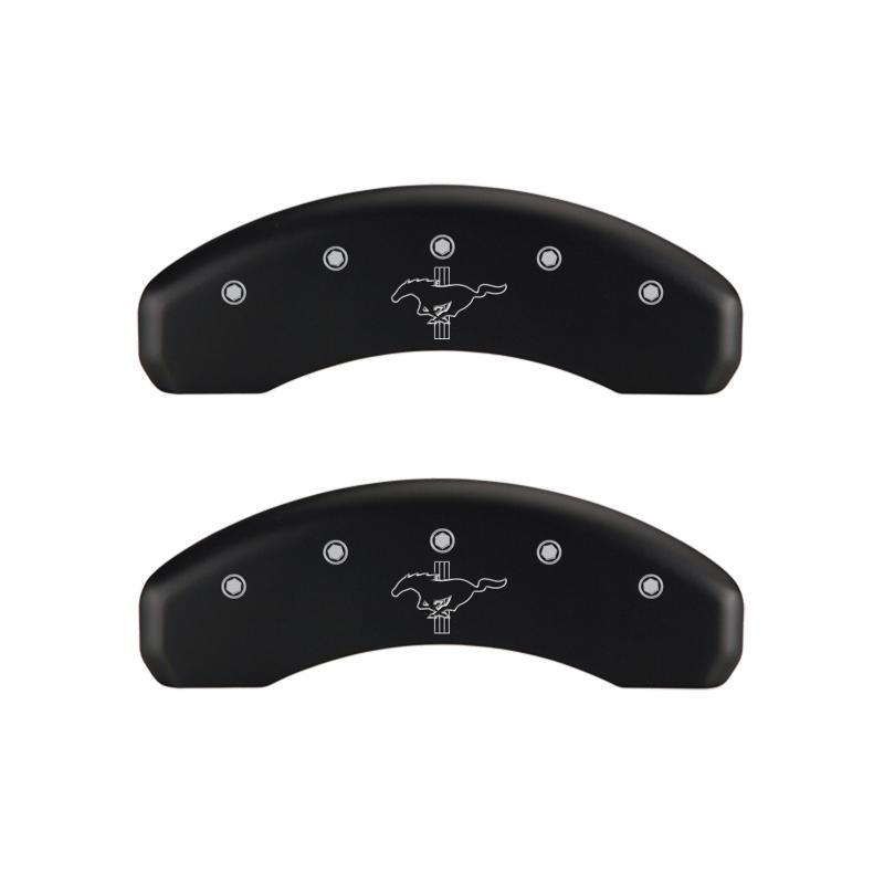MGP - Caliper Covers - MGP 4 Caliper Covers Engraved Front 2015/Mustang Engraved Rear 2015/Bar & Pony Red finish silver ch - Anything Coyote