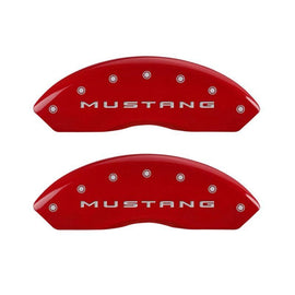 MGP - Caliper Covers - MGP 4 Caliper Covers Engraved Front 2015/Mustang Engraved Rear 2015/Bar & Pony Red finish silver ch - Anything Coyote