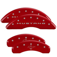 Load image into Gallery viewer, MGP - Caliper Covers - MGP 4 Caliper Covers Engraved Front 2015/Mustang Engraved Rear 2015/Bar &amp; Pony Red/Silve 19in. Min - Anything Coyote