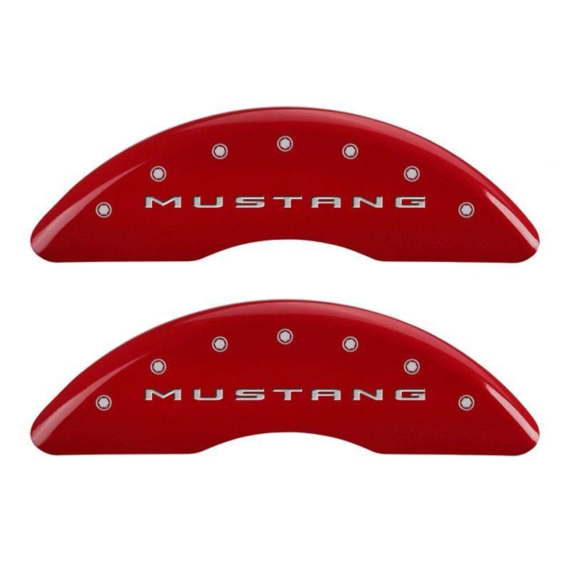 MGP - Caliper Covers - MGP 4 Caliper Covers Engraved Front 2015/Mustang Engraved Rear 2015/Bar & Pony Red/Silve 19in. Min - Anything Coyote