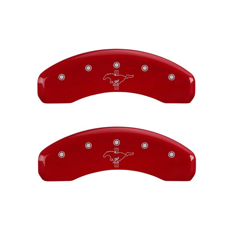 MGP - Caliper Covers - MGP 4 Caliper Covers Engraved Front 2015/Mustang Engraved Rear 2015/Bar & Pony Red/Silve 19in. Min - Anything Coyote