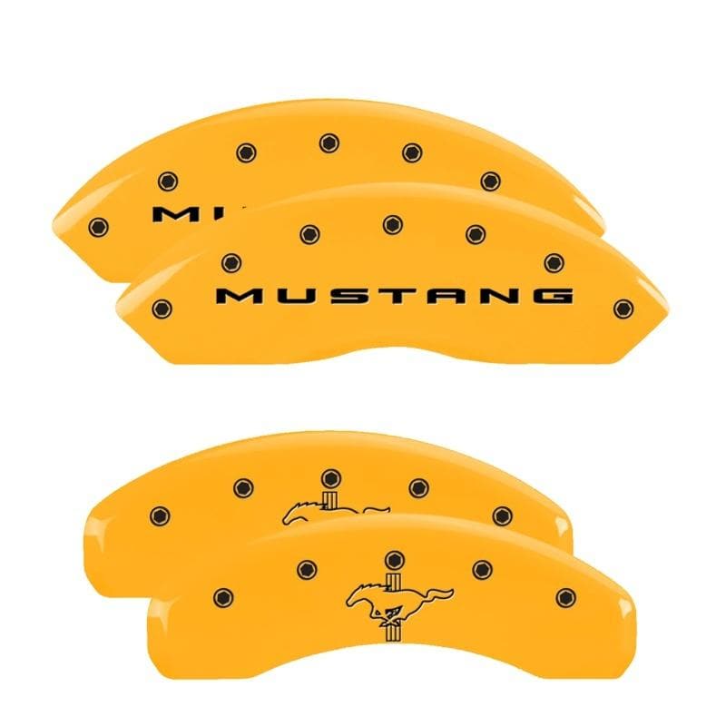 MGP - Caliper Covers - MGP 4 Caliper Covers Engraved Front 2015/Mustang Engraved Rear 2015/Bar & Pony Red/Silve 19in. Min - Anything Coyote