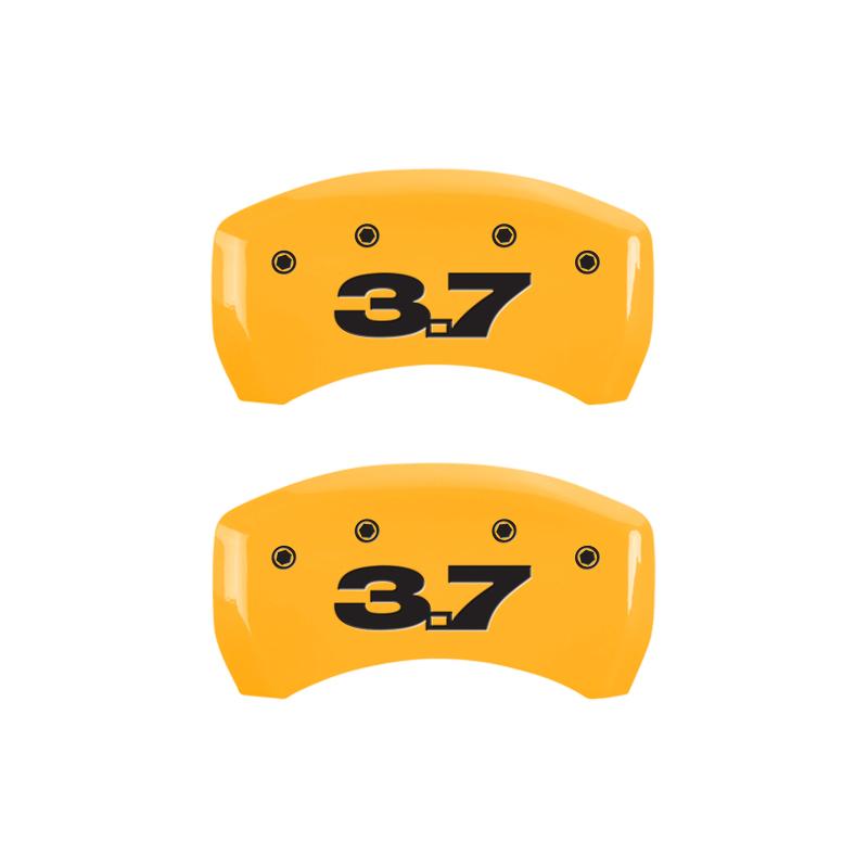 MGP - Caliper Covers - MGP 4 Caliper Covers Engraved Front Mustang Engraved Rear 50 Black finish silver ch - Anything Coyote