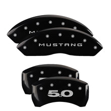 Load image into Gallery viewer, MGP - Caliper Covers - MGP 4 Caliper Covers Engraved Front Mustang Engraved Rear 50 Black finish silver ch - Anything Coyote