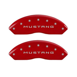 MGP - Caliper Covers - MGP 4 Caliper Covers Engraved Front Mustang Engraved Rear 50 Red finish silver ch - Anything Coyote