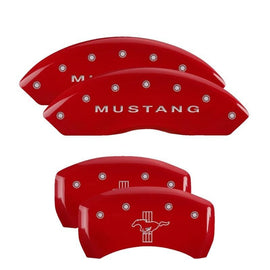 MGP - Caliper Covers - MGP 4 Caliper Covers Engraved Front Mustang Engraved Rear Bar & Pony Red finish silver ch - Anything Coyote