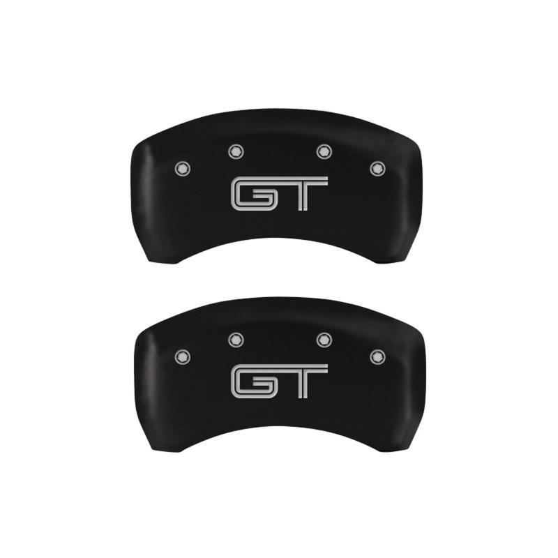 MGP - Caliper Covers - MGP 4 Caliper Covers Engraved Front Mustang Engraved Rear GT Red finish silver ch - Anything Coyote