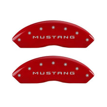 Load image into Gallery viewer, MGP - Caliper Covers - MGP 4 Caliper Covers Engraved Front Mustang Engraved Rear GT Red finish silver ch - Anything Coyote