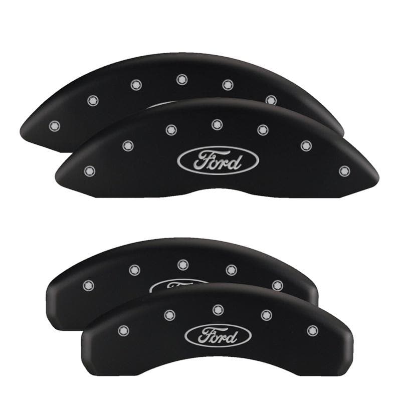 MGP - Caliper Covers - MGP 4 Caliper Covers Engraved Front Mustang Engraved Rear S197/GT Black finish silver ch - Anything Coyote