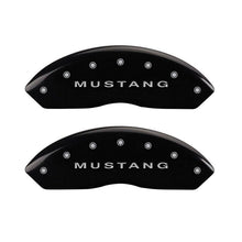 Load image into Gallery viewer, MGP - Caliper Covers - MGP 4 Caliper Covers Engraved Front Mustang Engraved Rear S197/GT Black finish silver ch - Anything Coyote