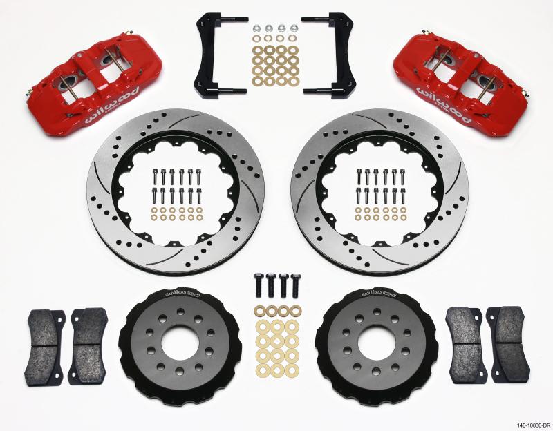 Wilwood - Big Brake Kits - Wilwood AERO6 Front Hat Kit 14.00 Drilled Red 2005-2014 Mustang - Anything Coyote