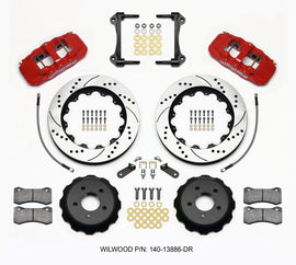Wilwood - Big Brake Kits - Wilwood AERO6 Front Hat Kit 14.00 Drilled Red 2015-Up Mustang w/Lines - Anything Coyote